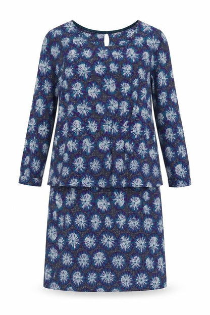 White Stuff Women’s Blue Floral Shift Dress Size 8 3/4 Sleeve