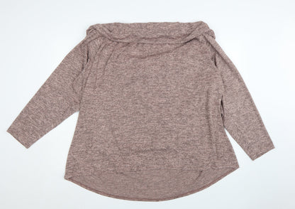 Simply Be Women’s Brown Cowl Neck Knit Jumper Size 32 Relaxed Fit