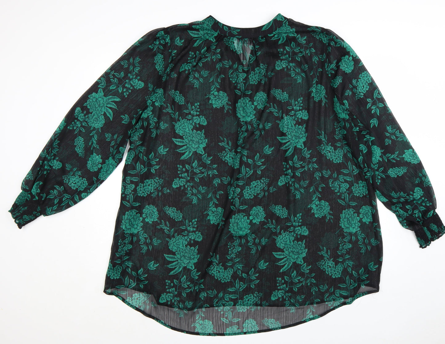 Evans Womens Black Green Floral Tunic Blouse Size 26