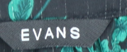 Evans Womens Black Green Floral Tunic Blouse Size 26