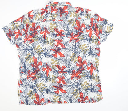 Next Men's Multicoloured 3XL Tropical Floral Cotton Short Sleeve Button-Up Shirt