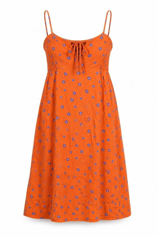 Urban Outfitters Women Orange Floral Midi Slip Dress Size S