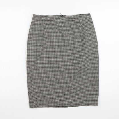 Jigsaw Women Black Check Pencil Skirt Size 10 Cotton Blend Lined