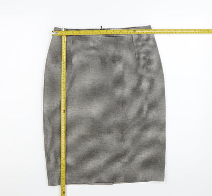 Jigsaw Women Black Check Pencil Skirt Size 10 Cotton Blend Lined