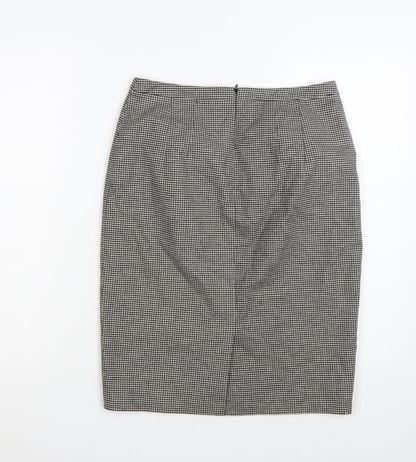 Jigsaw Women Black Check Pencil Skirt Size 10 Cotton Blend Lined