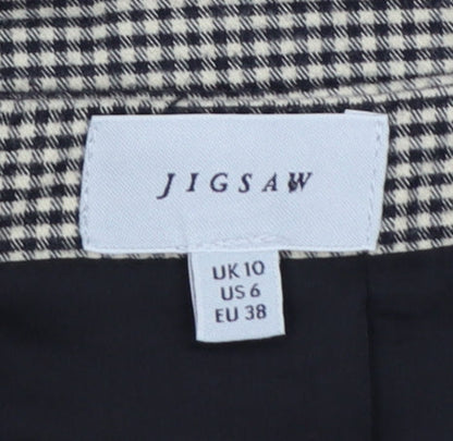 Jigsaw Women Black Check Pencil Skirt Size 10 Cotton Blend Lined