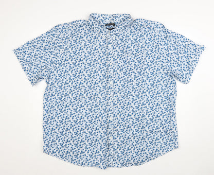 Debenhams Men's Blue Floral 3XL Button-Up Cotton Short Sleeve Shirt