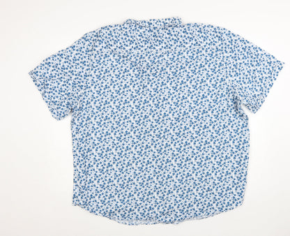 Debenhams Men's Blue Floral 3XL Button-Up Cotton Short Sleeve Shirt