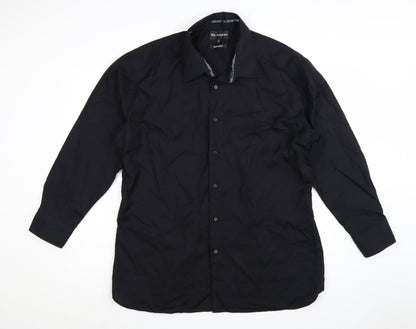 Marks and Spencer Autograph Men's Black 18.5in Cotton Long Sleeve Button-Up Shirt