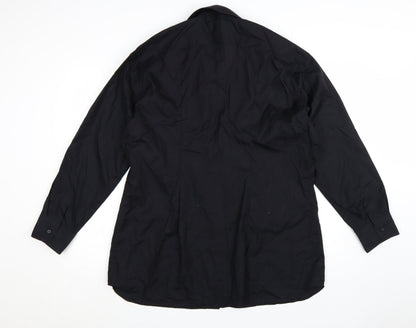 Marks and Spencer Autograph Men's Black 18.5in Cotton Long Sleeve Button-Up Shirt