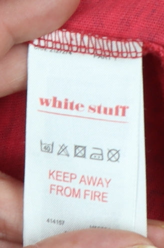 White Stuff Women Red Geometric Cotton A-Line Knee Dress Size 12
