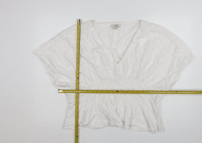 Marks and Spencer Women's White Cotton V-Neck Tunic Blouse Size 20