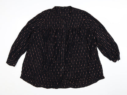 Next Womens Black Striped Tunic Blouse Size 24 Long Sleeve