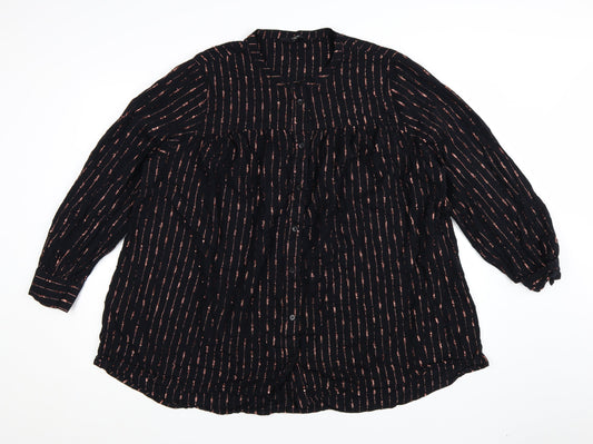 Next Womens Black Striped Tunic Blouse Size 24 Long Sleeve