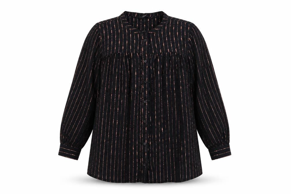 Next Womens Black Striped Tunic Blouse Size 24 Long Sleeve