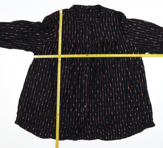 Next Womens Black Striped Tunic Blouse Size 24 Long Sleeve
