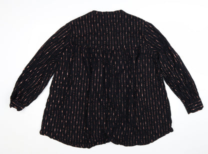 Next Womens Black Striped Tunic Blouse Size 24 Long Sleeve