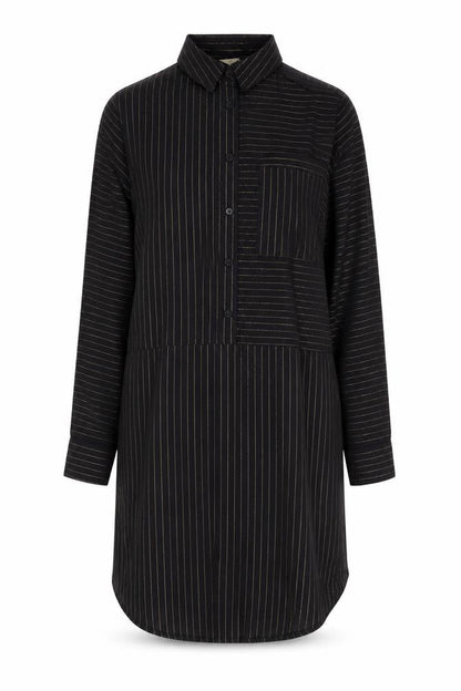 Hush Women’s Black Striped Shirt Dress Size 8 Long Sleeve Collared