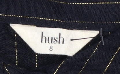 Hush Women’s Black Striped Shirt Dress Size 8 Long Sleeve Collared