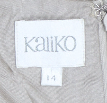 Kaliko Women Beige Linen Blend Sheath Dress Size 14 Formal Wedding