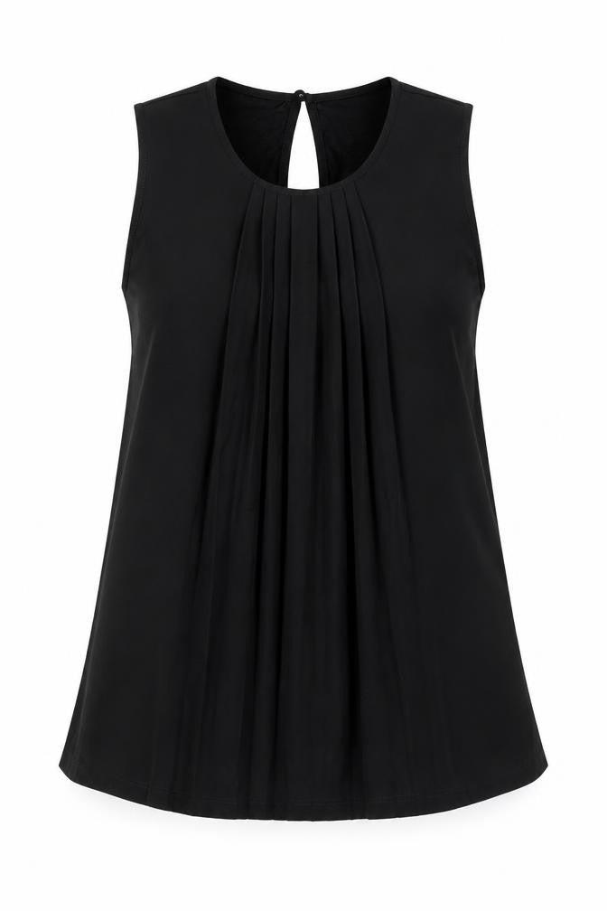 French Connection Women's Black XS Pleated Sleeveless Blouse
