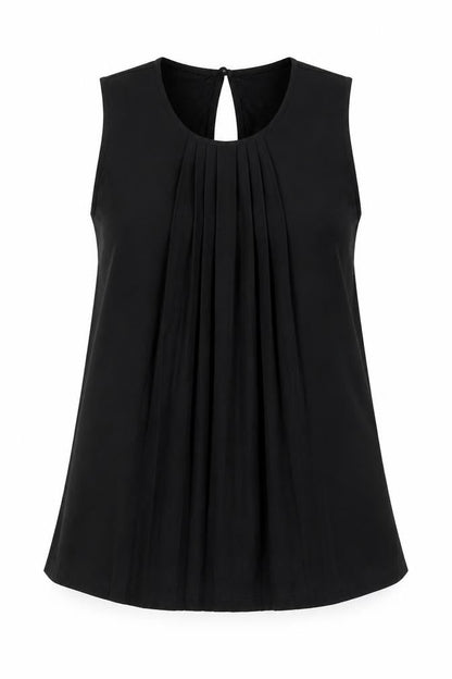 French Connection Women's Black XS Pleated Sleeveless Blouse