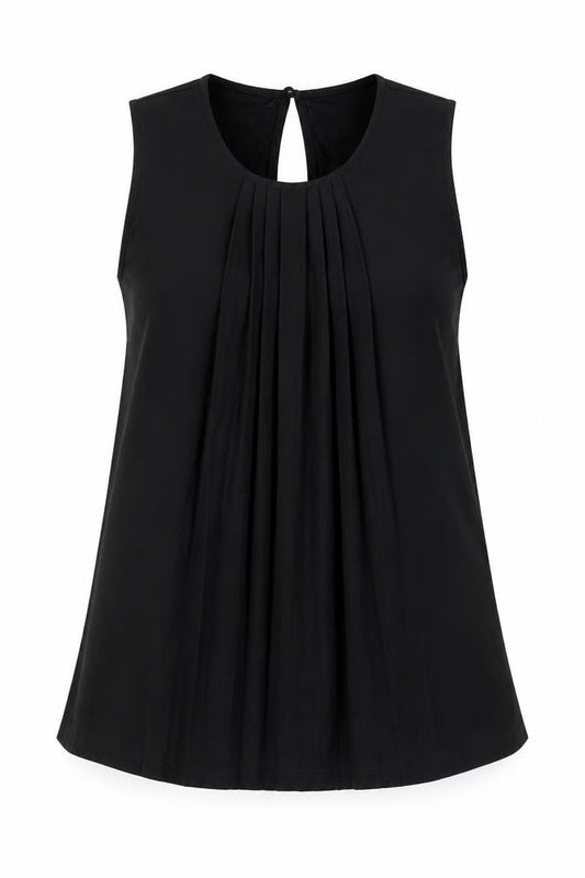 French Connection Women's Black XS Pleated Sleeveless Blouse