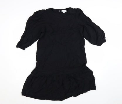 Warehouse Women’s Black Viscose Shift Dress Size 8 3/4 Sleeve