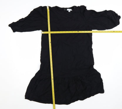 Warehouse Women’s Black Viscose Shift Dress Size 8 3/4 Sleeve
