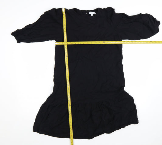 Warehouse Women’s Black Viscose Shift Dress Size 8 3/4 Sleeve