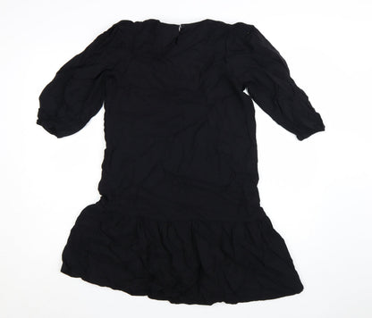 Warehouse Women’s Black Viscose Shift Dress Size 8 3/4 Sleeve