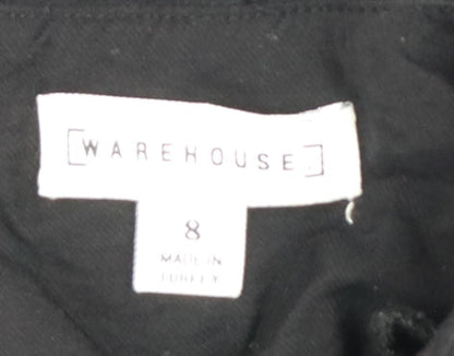 Warehouse Women’s Black Viscose Shift Dress Size 8 3/4 Sleeve