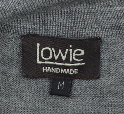 Lowie Women Grey Wool Knit Collared Fit & Flare Midi Dress M