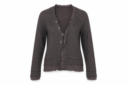 Diesel Womens Brown Cotton Cardigan L Long Sleeve Button Front
