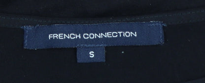 French Connection Women Black Ruffle Hem Short Sleeve Blouse S