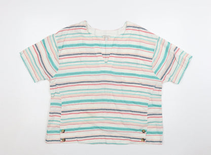 Monsoon Women’s Multicoloured Striped Linen Blend Tunic Blouse L