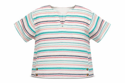 Monsoon Women’s Multicoloured Striped Linen Blend Tunic Blouse L
