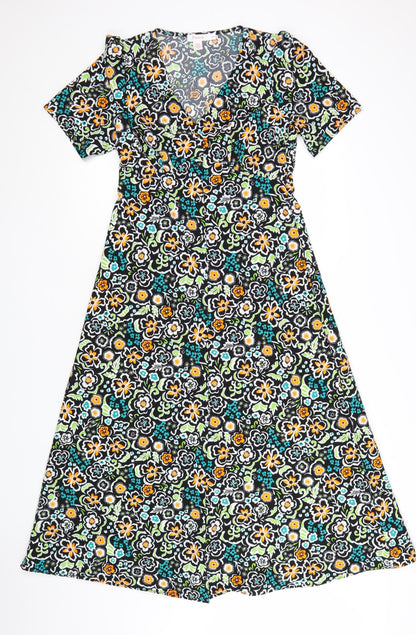 Finery Women's Multicoloured Floral A-Line Midi Dress UK 10