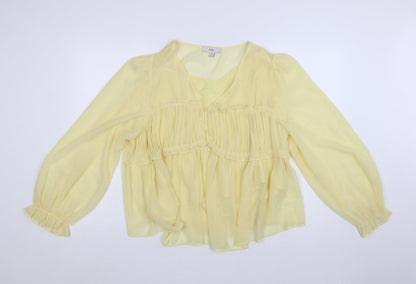 Marks and Spencer Women’s Yellow Chiffon Ruffle Blouse Size 20