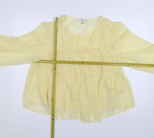 Marks and Spencer Women’s Yellow Chiffon Ruffle Blouse Size 20