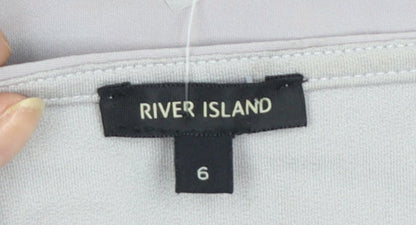 River Island Women’s Grey Off Shoulder Ruched Bodycon Dress Size 6