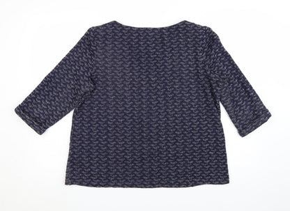 White Stuff Women's Blue Tunic Top Size 14 3/4 Sleeve Cotton Blend