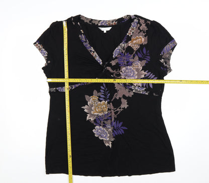 Rocha John Rocha Women's Black Floral Wrap Blouse Size 20