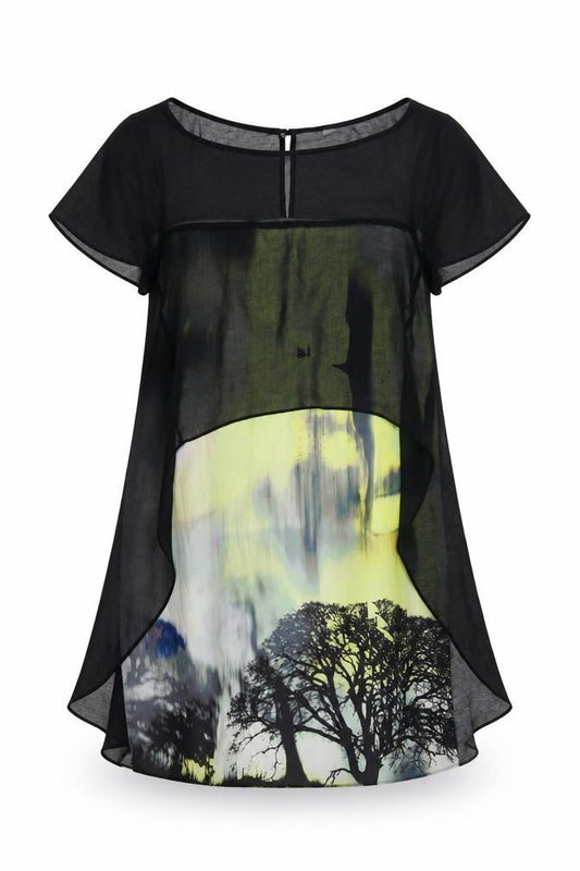 Mint Velvet Womens Black Nature Print Tunic Blouse Size 8