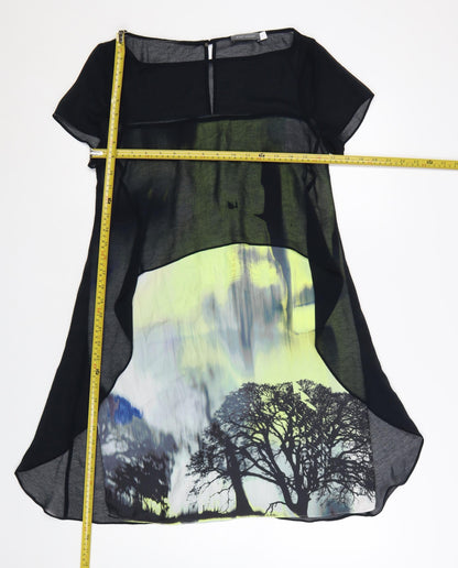 Mint Velvet Womens Black Nature Print Tunic Blouse Size 8