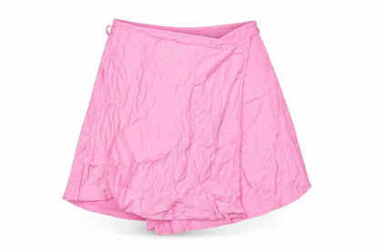 Zara Women Pink Wrap Short Skirt Size 8 Polyester Satin