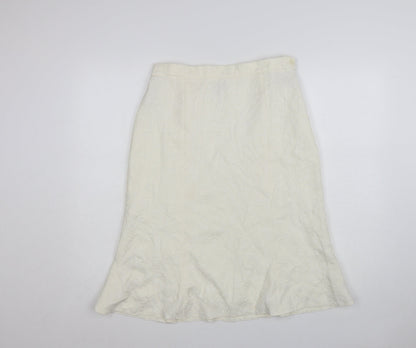Roman Originals Women Ivory Floral A-Line Knee Length Skirt Size 12
