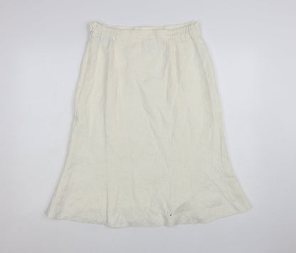 Roman Originals Women Ivory Floral A-Line Knee Length Skirt Size 12