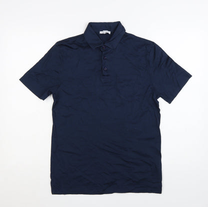 Reiss Men's Blue Egyptian Cotton Polo Shirt Size S Regular Fit