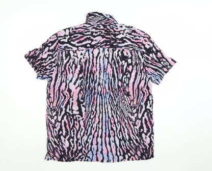 Topman Men’s Multicoloured Animal Print Short Sleeve Button-Up Shirt Size M
